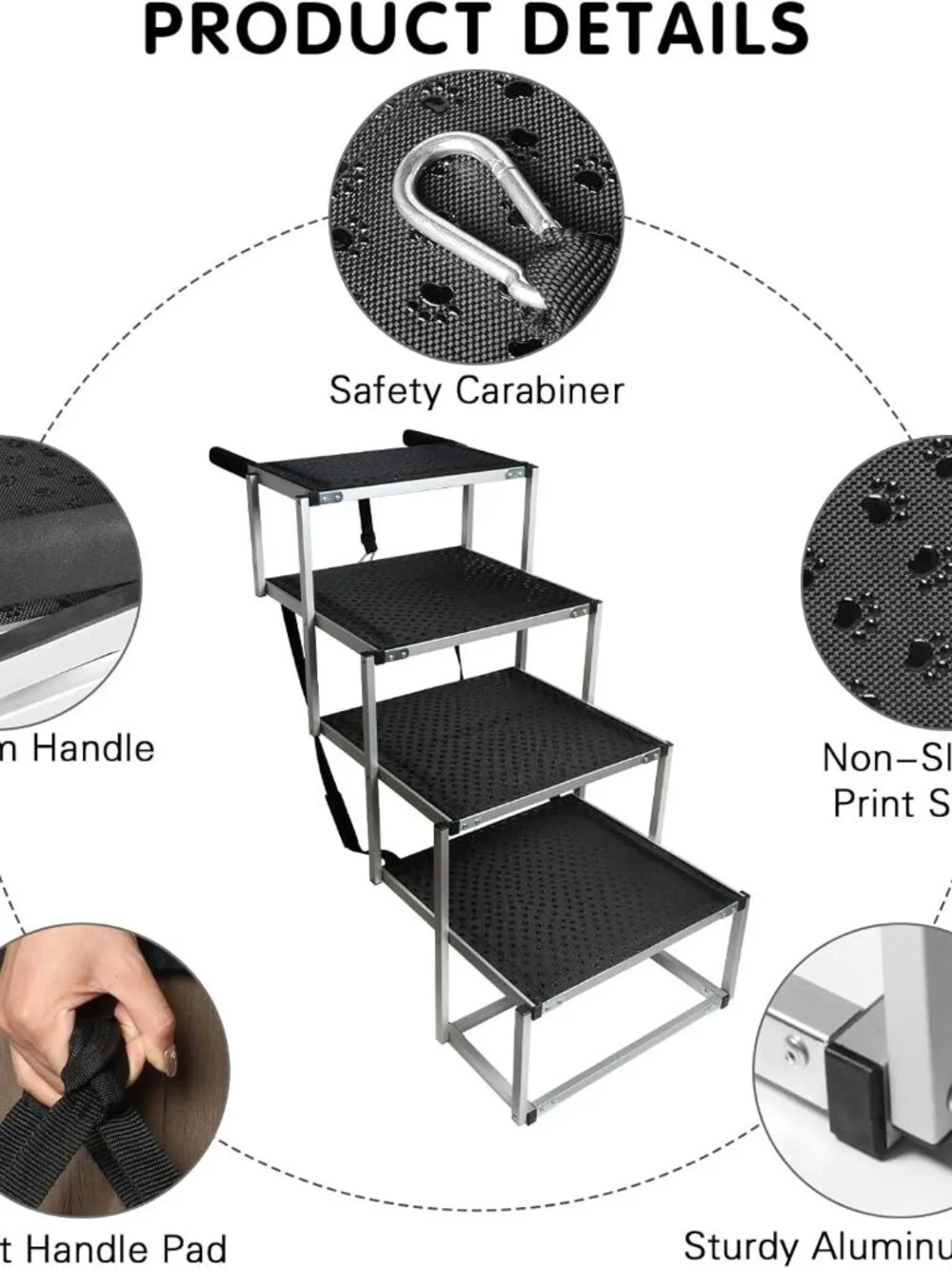 DGSL Extra Wide 4-Step Dog Ramp for Truck, SUV & Bed
